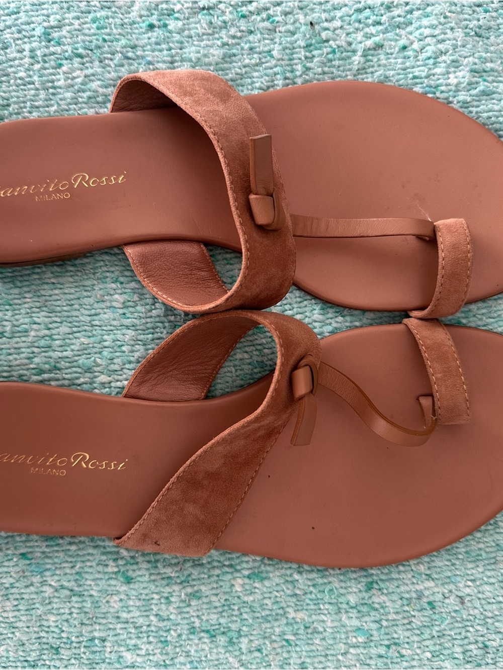 Gianvito Rossi Brown Suede Toe-Loop Sandals